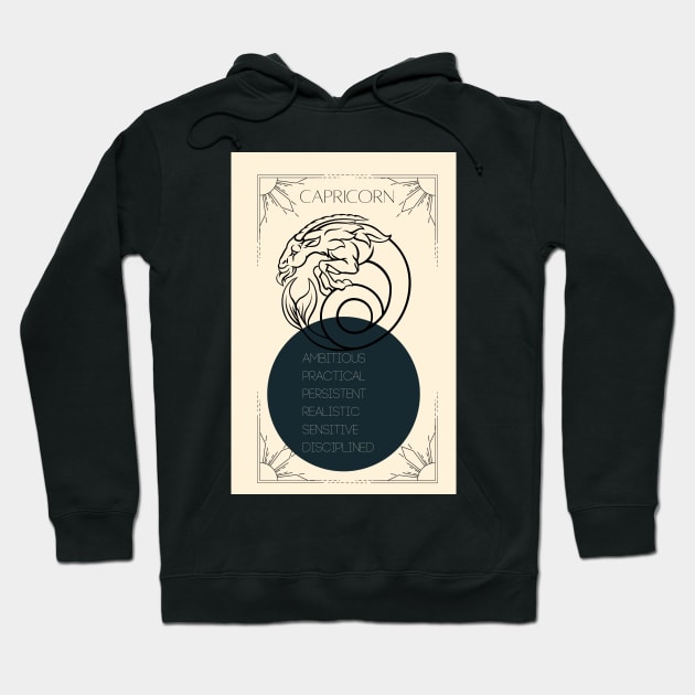 Capricorn Zodiac Poster Design Hoodie by Blue Moon Barn